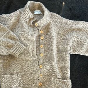 Vintage Beige Knit Button-Up Cardigan Sweater
